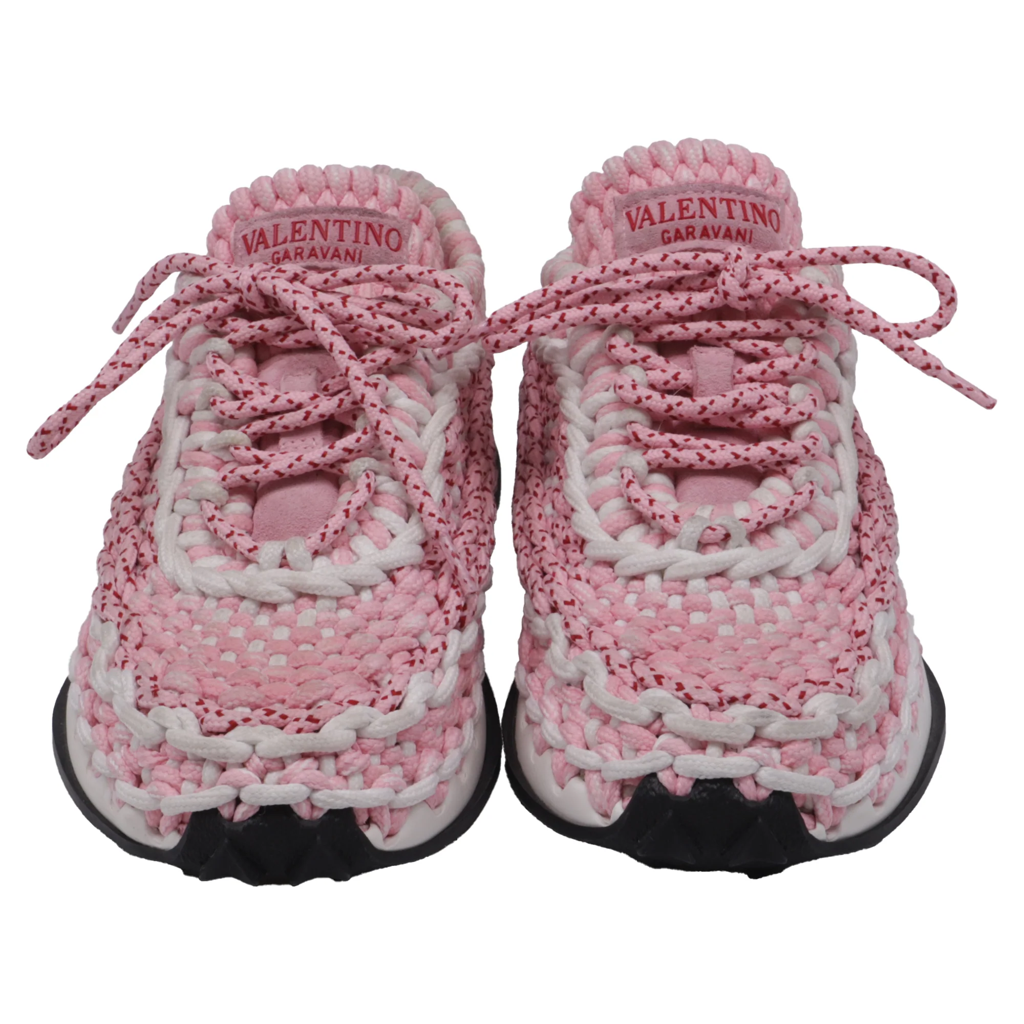 Women's Valentino Crochet Sneakers in Pink Cotton - Image 2
