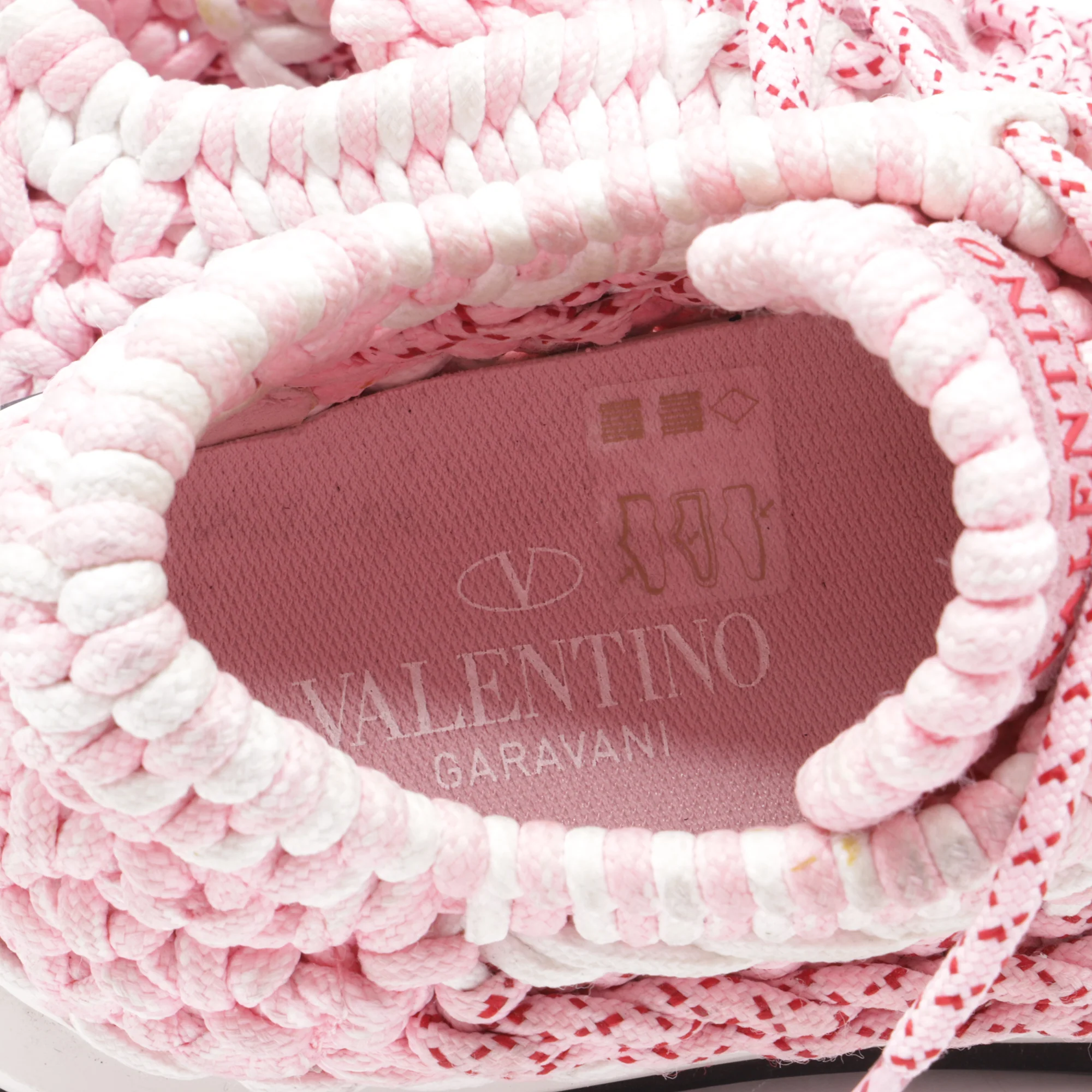 Women's Valentino Crochet Sneakers in Pink Cotton - Image 7
