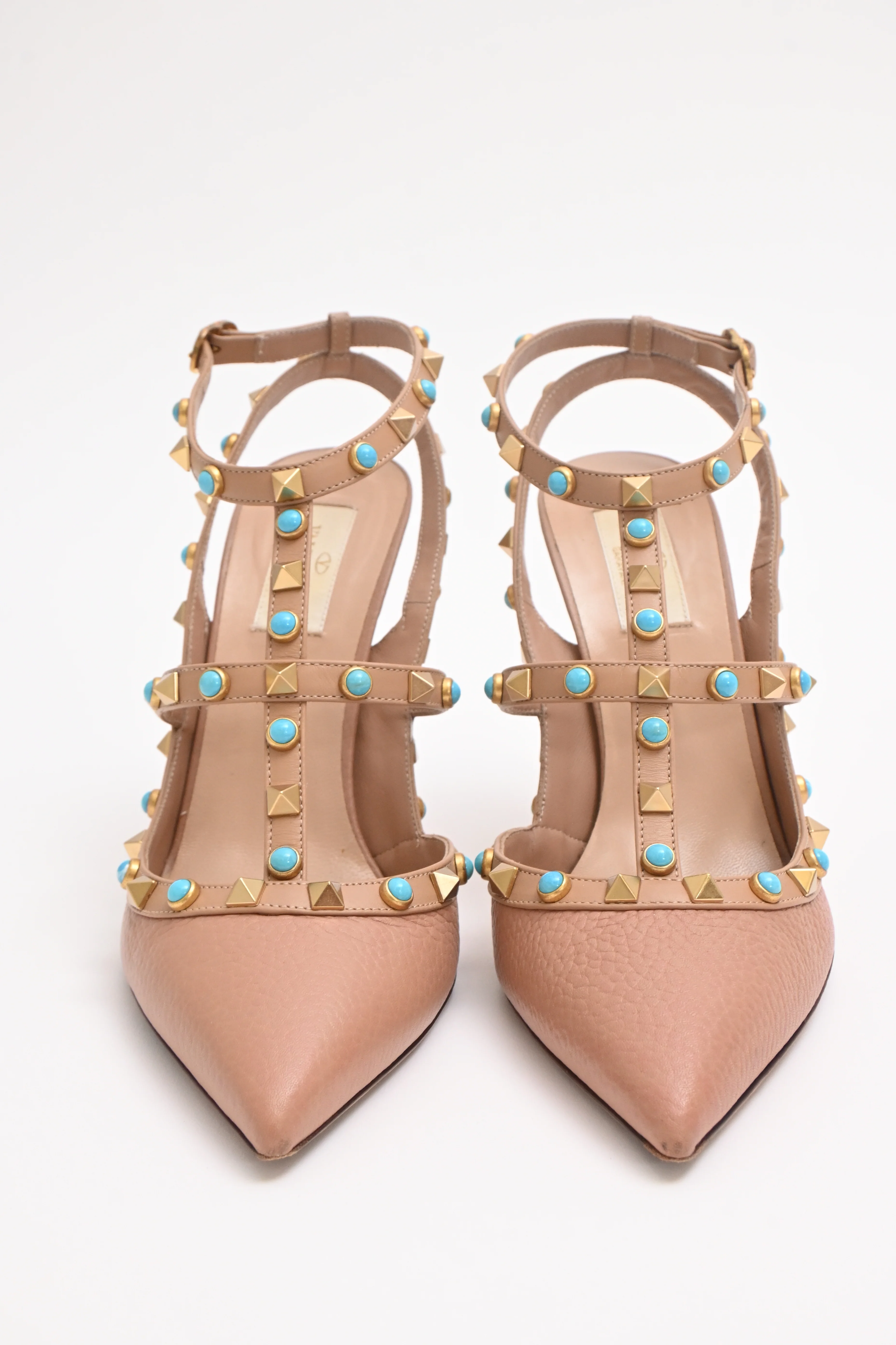 Women's Valentino Garavani Rockstud Ankle Strap Pumps in Beige - Image 10