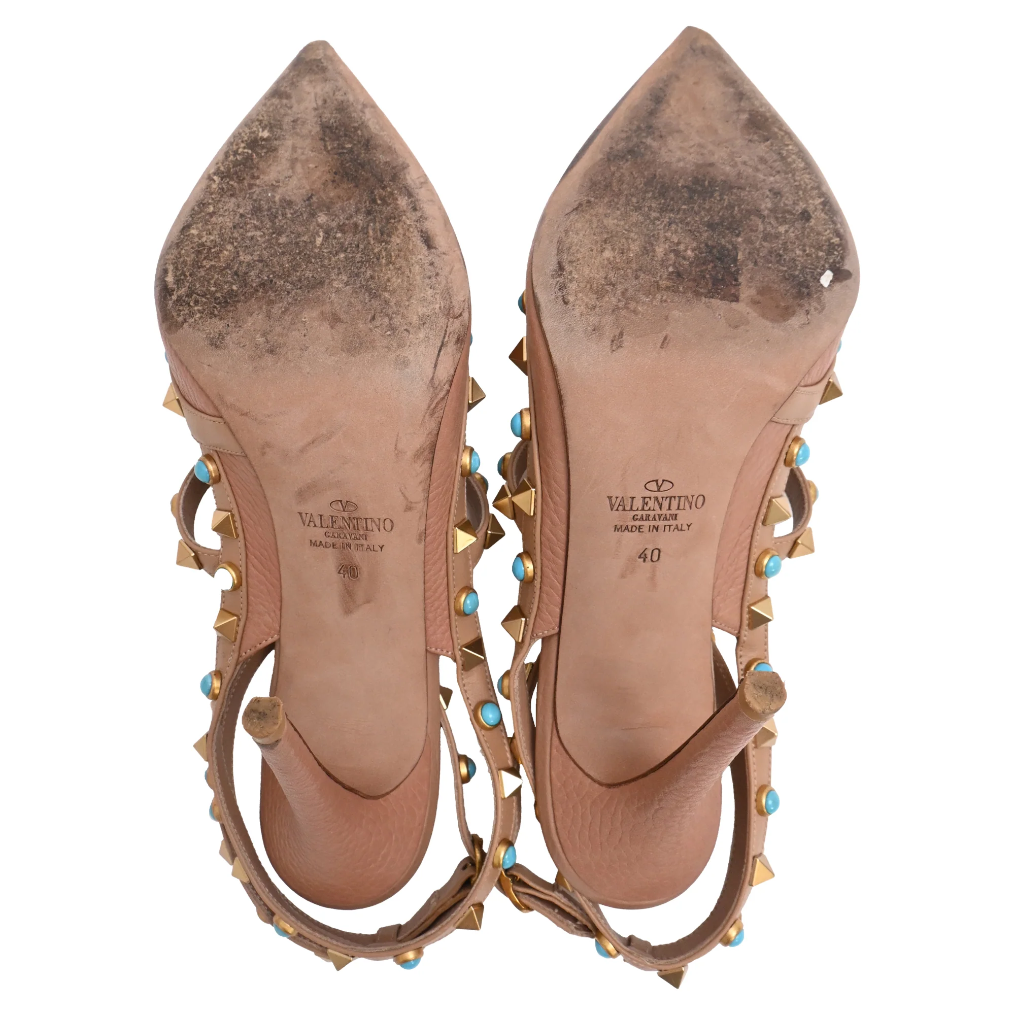 Women's Valentino Garavani Rockstud Ankle Strap Pumps in Beige - Image 6