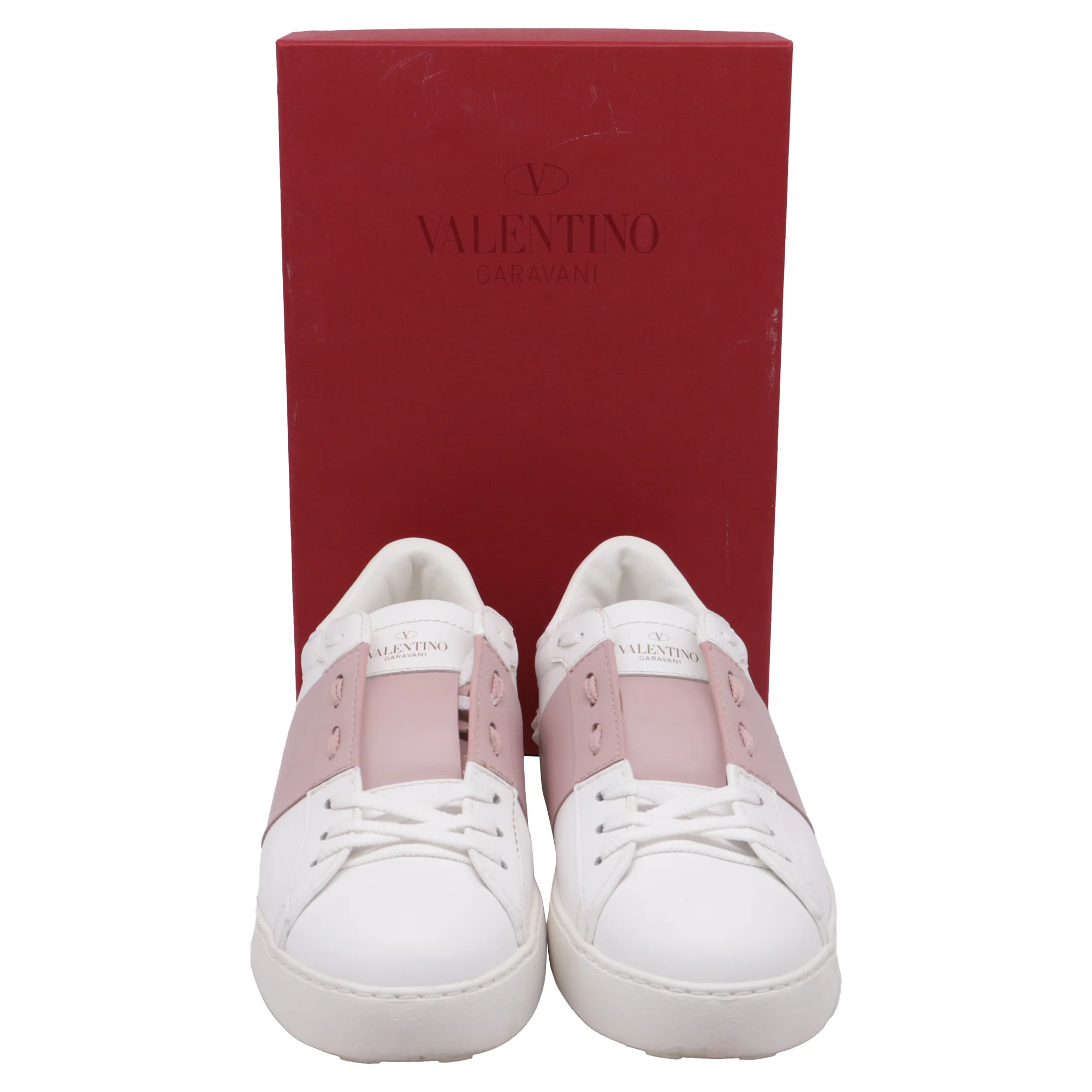 Women's Valentino Rockstud Low Top Sneakers in White Leather - Image 6