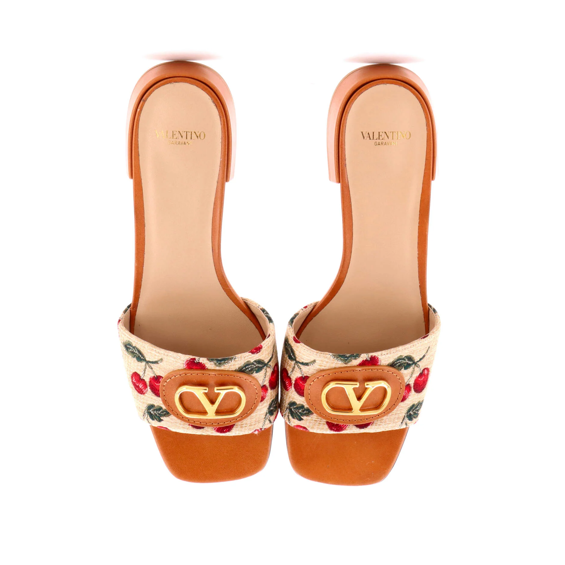 Women's VLogo Slide Sandals Cherryfic Raffia and Leather - Image 2