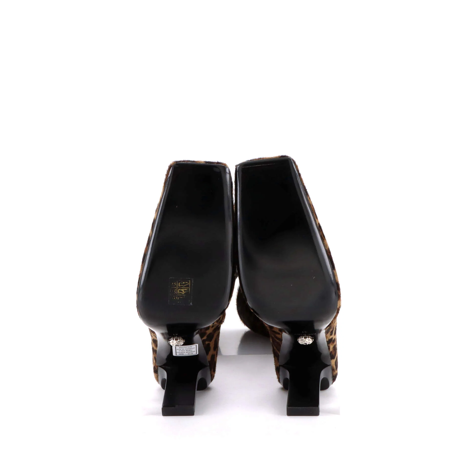Women's Buckle Knee High Heeled Boots Printed Pony Hair - Image 4