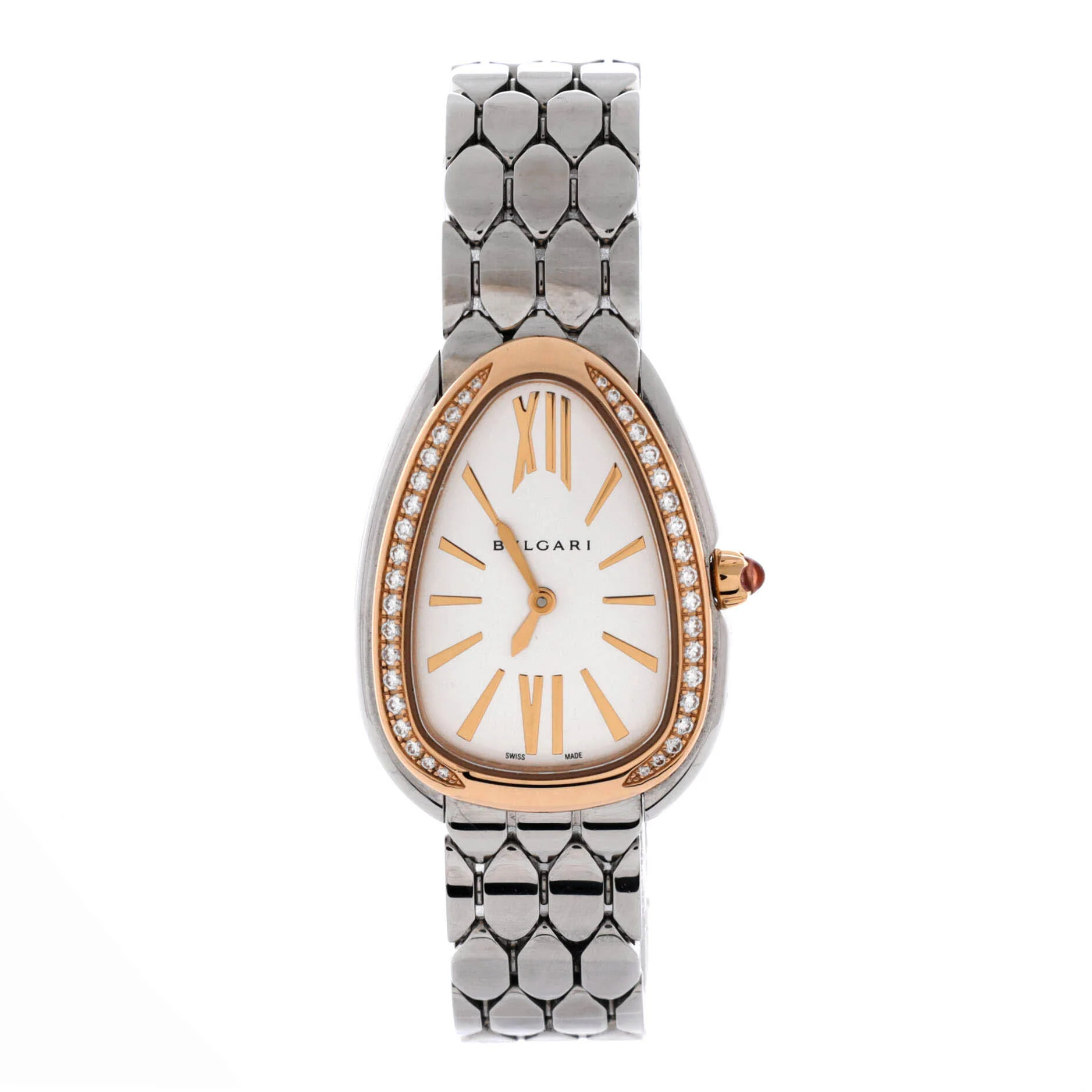 Serpenti Seduttori Quartz Watch Stainless Steel and Rose Gold with Diamond Bezel 25