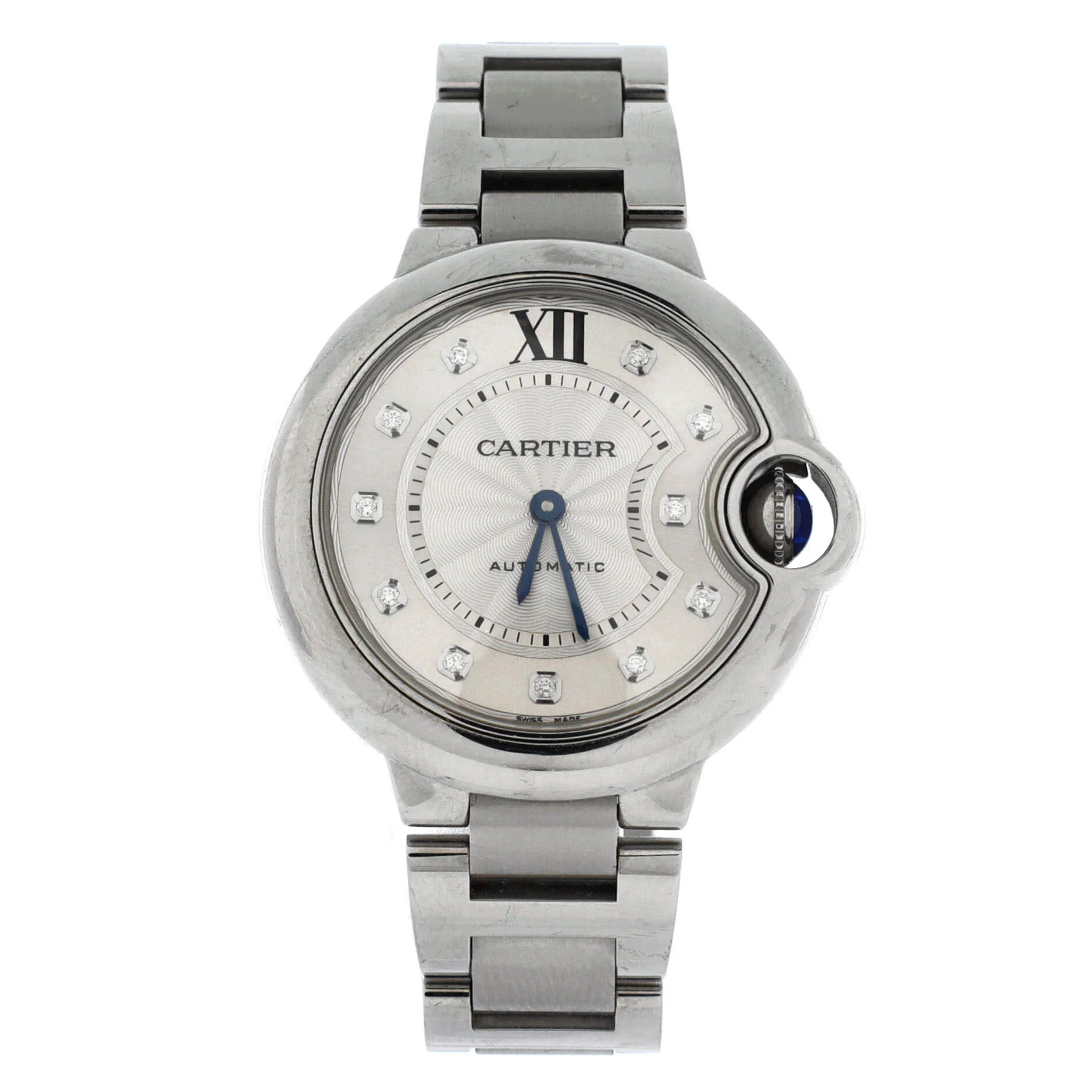 Ballon Bleu de Cartier Automatic Watch Stainless Steel with Diamond Markers 33
