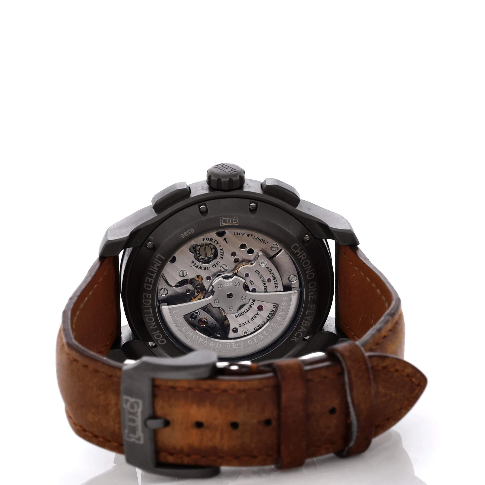 L.U.C Chrono One Flyback Automatic Watch Titanium and Leather 42 - Image 6