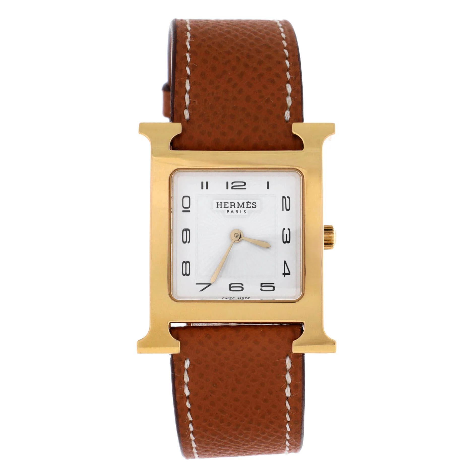 Heure H Quartz Watch Plated Metal and Leather 30