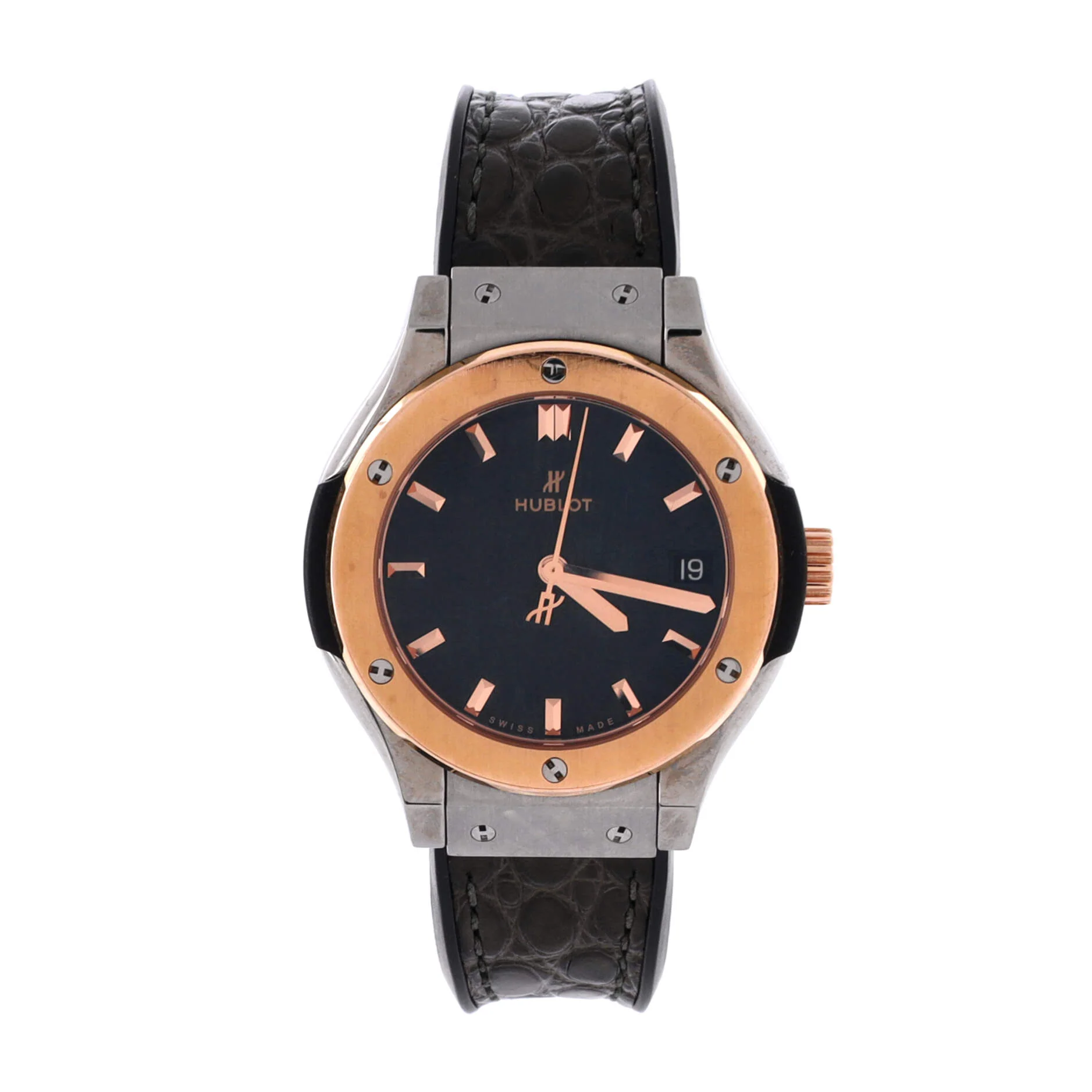 Classic Fusion Quartz Watch Titanium with Rose Gold and Alligator 33
