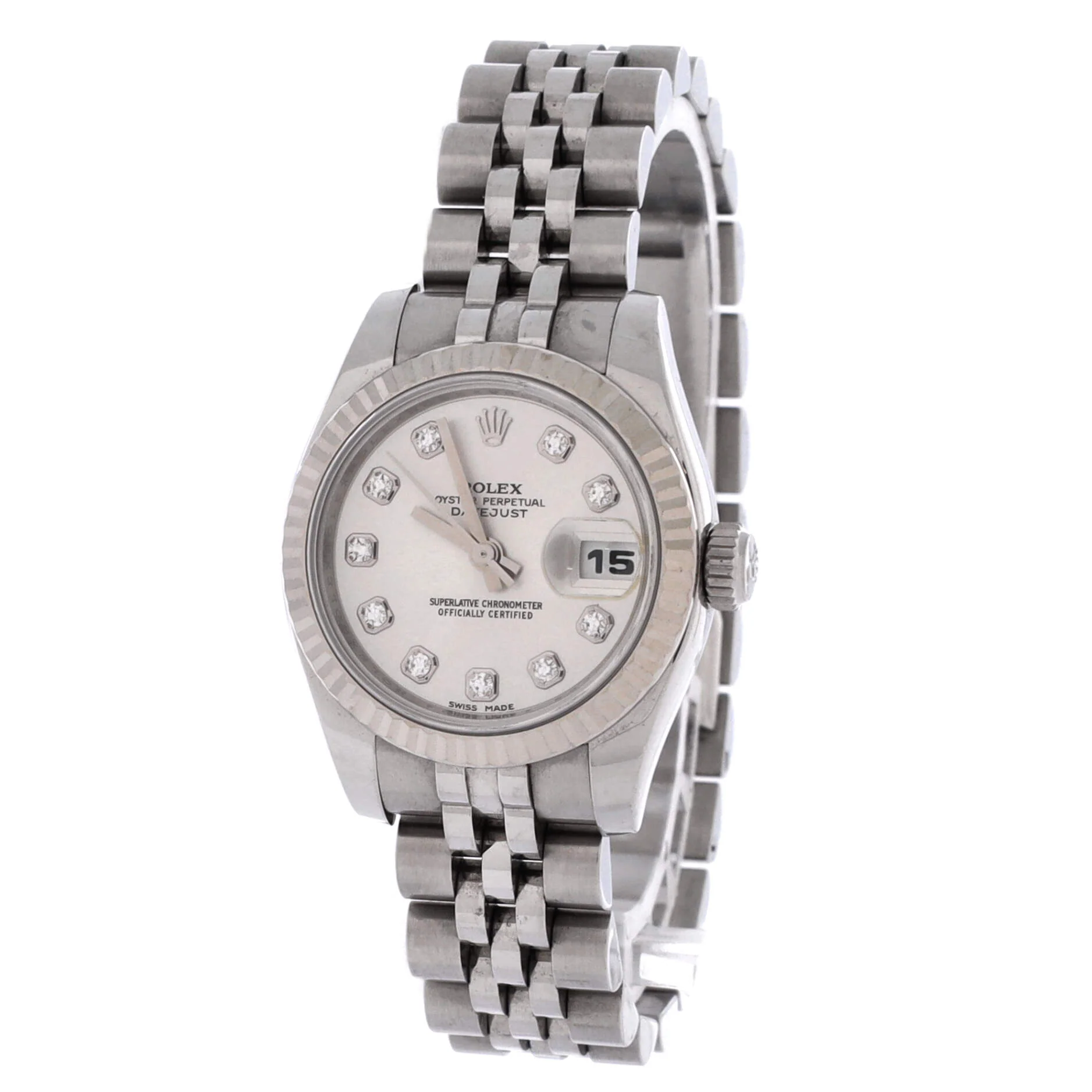 Oyster Perpetual Datejust Automatic Watch Stainless Steel and White Gold with Diamond Markers 26 - Image 2
