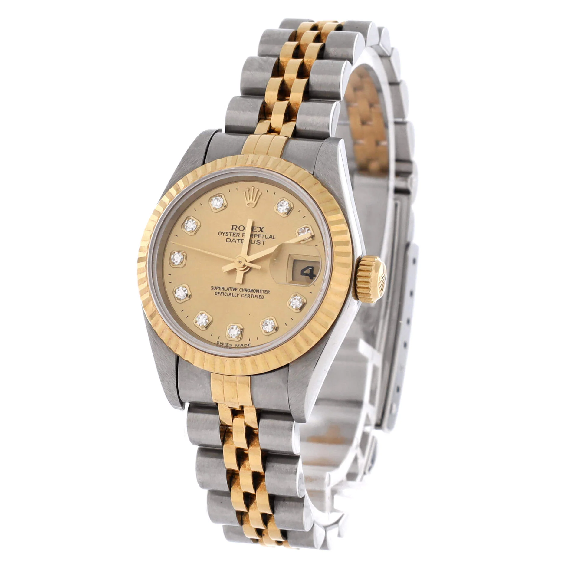 Oyster Perpetual Datejust Automatic Watch Stainless Steel and Yellow Gold with Diamond Markers 26 - Image 2